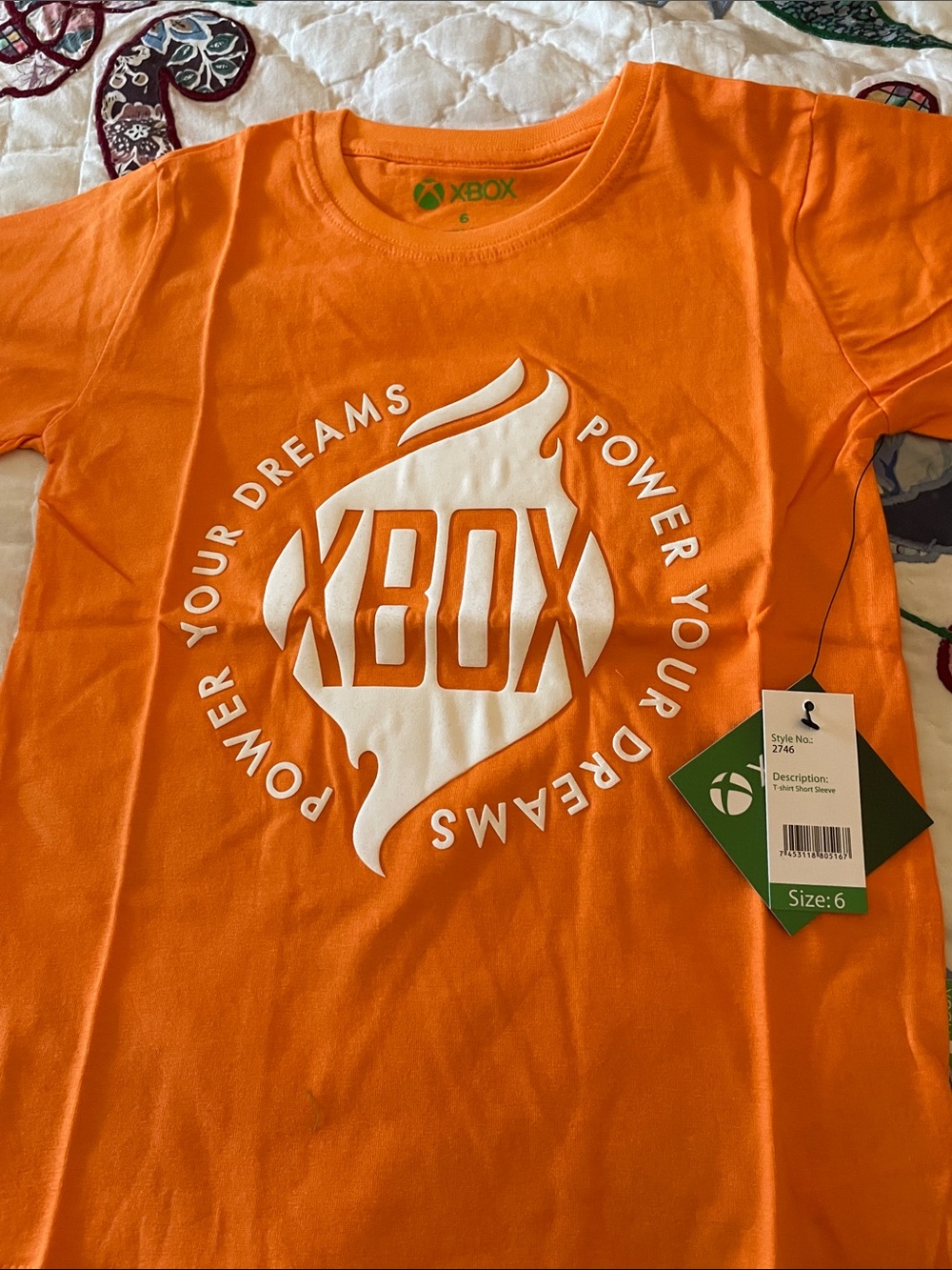 Xbox NWT  Orange Logo Tee with White Graphic Size 6